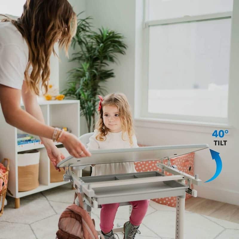 Mount-It! Kids Desk and Chair Set, Height Adjustable Ergonomic Children's School Workstation with Storage Drawer