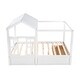 preview thumbnail 8 of 7, Full Size House Bed Modern Wood Canopy Bed with Roof, Window and Large Drawer