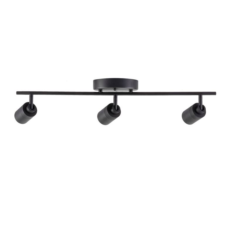 VidaLite Modern LED Track Light Fixture, 7W Three Bulb Fixed Rail with Rotating Heads, 3000K Spotlight, 1470 Lumens, Black