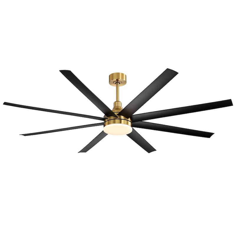 72-in Gold Large Indoor Ceiling Fan with Light Remote (8-Blade)