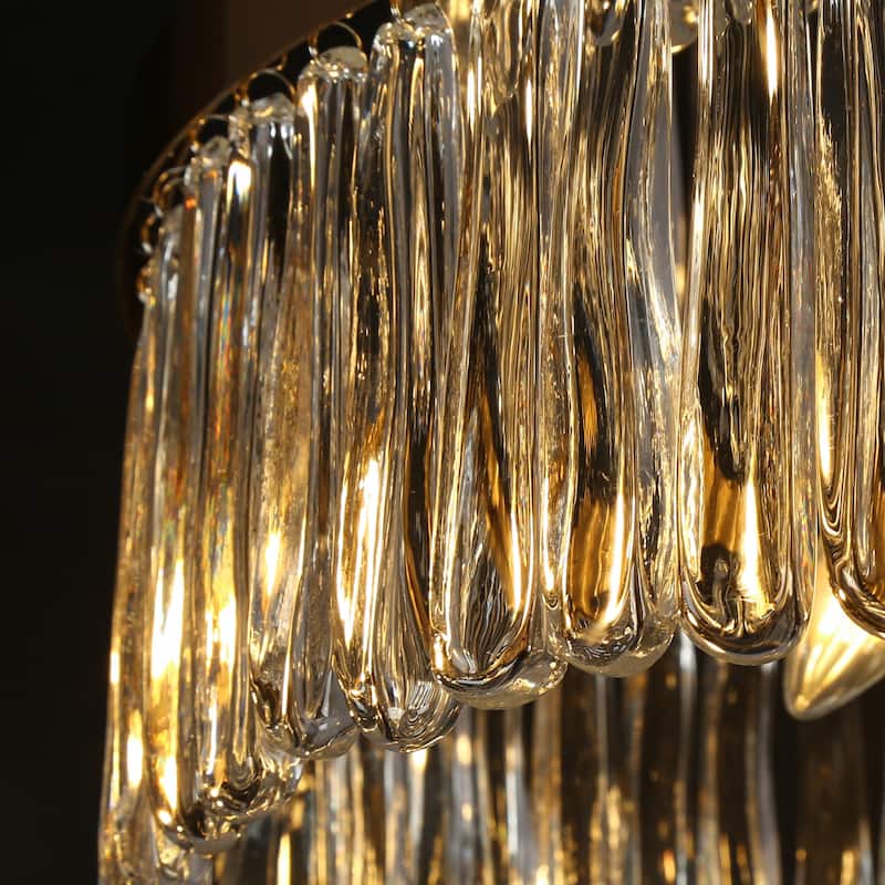 Modern Gold 6-Light Crystal Drum Tiered Chandelier for Living Dining Room Bedroom - 22.5" Dia. x 10.6" H