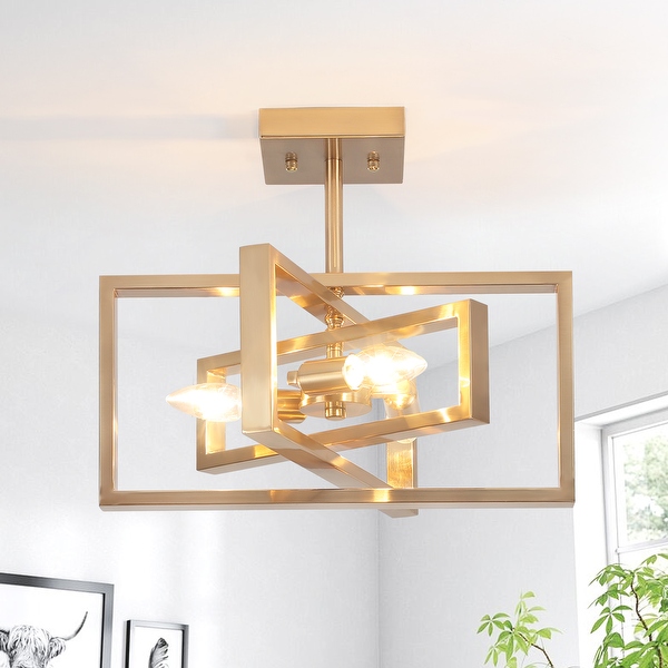 Farmhouse Semi Flush Mount Chandelier 15.8 Wide 3 Lights Industrial Pendant Light for Dining Room Living Room Bedroom Kitchen On Sale Bed Bath Beyond 41626164