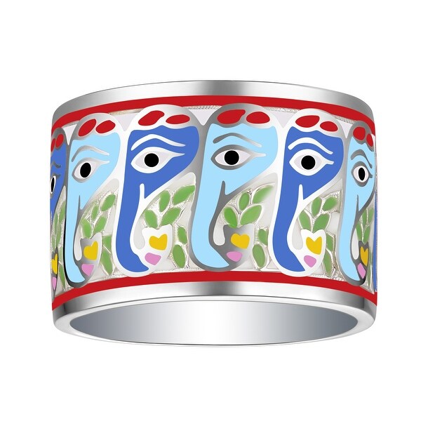 Vedantti Madhubani Art Elephant Face Multi Color Enamel Band
