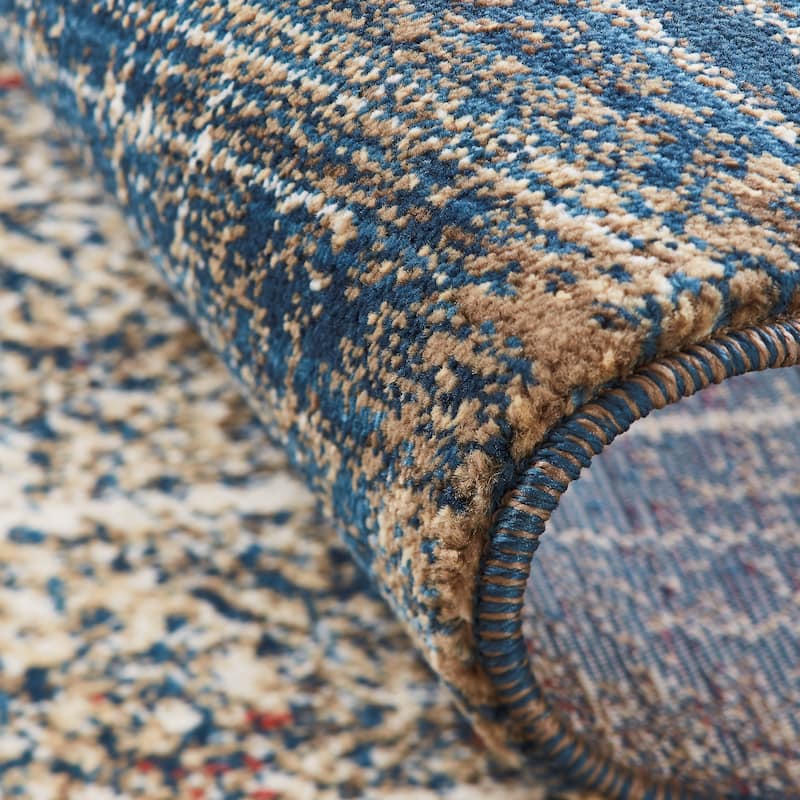 Porch & Den Hoffman Distressed Blue Abstract Area Rug