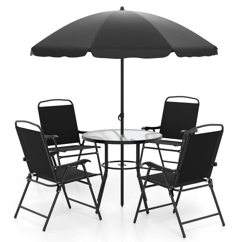 Costway 6 Pieces Patio Dining Set with Umbrella Outdoor Table and - See Details