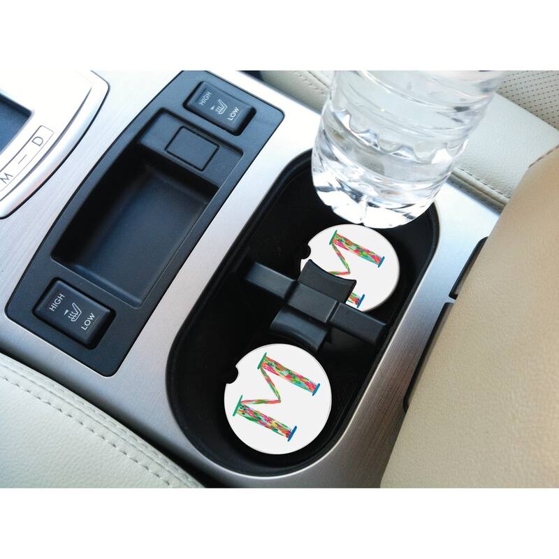 Counterart Absorbent Stoneware Car Coaster, Hello Color M, Set of 2 - 2.5