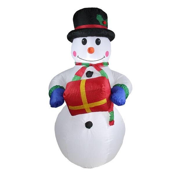 Shop 5 White And Red Inflatable Lighted Snowman With Gift