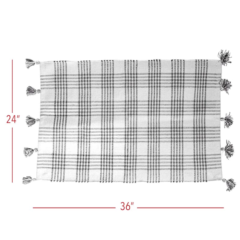 Foreside Home & Garden 2x3 Foot Plaid Outdoor Rug Gray Polyester - 2' x 3' Rectangle