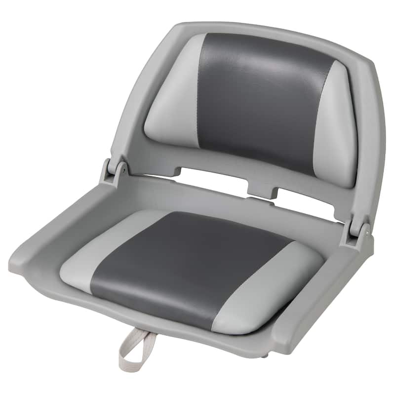 Gymax Folding Fishing Boat Seat w/High-density Sponge Cushion PVC - White