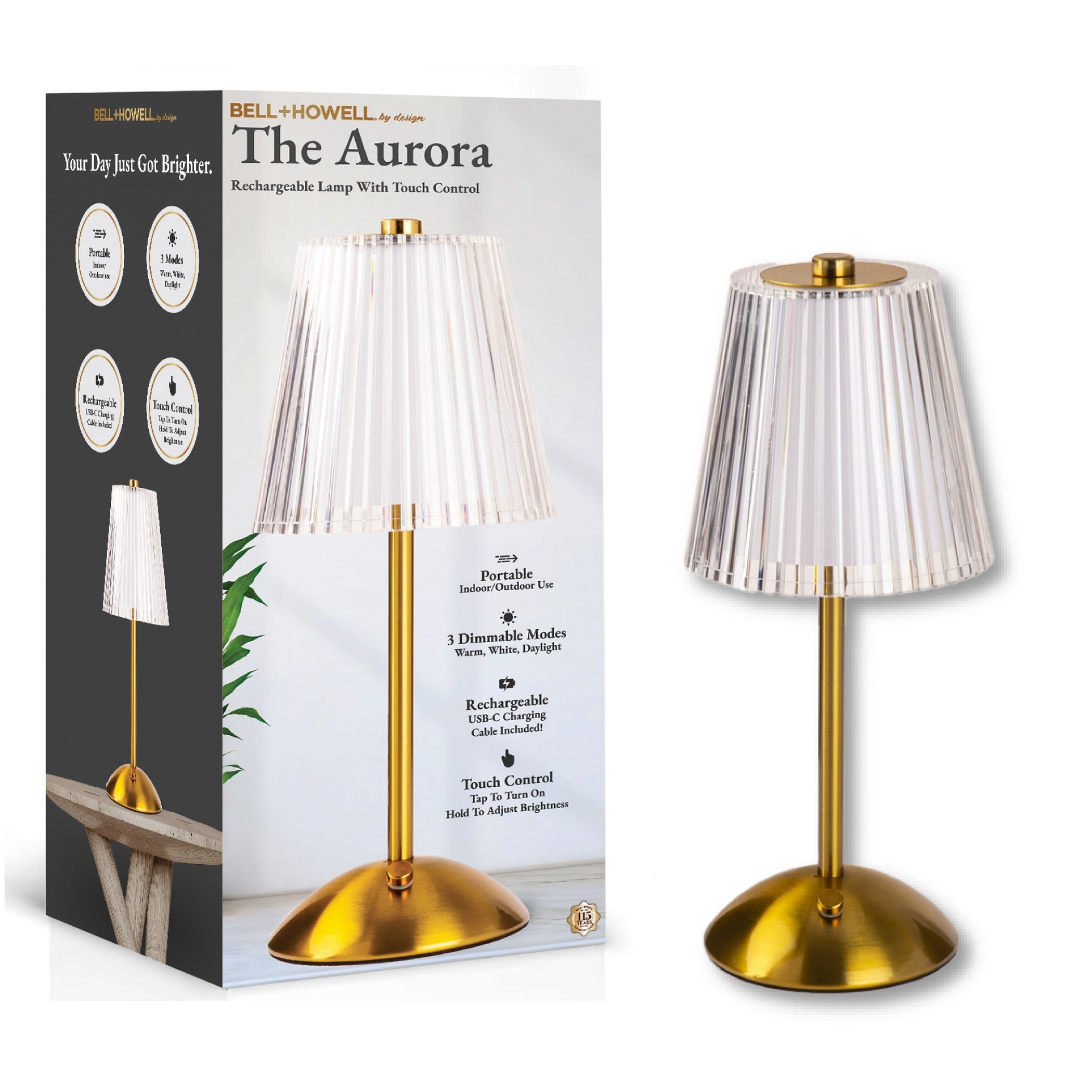 Bell Howell Aurora Table Lamp Small Cordless Touch LED Rechargeable Bed Bath Beyond 41674179