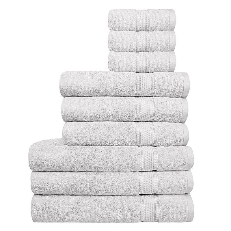A1HC Bath Towel Sets, 100% Ring Spun Cotton, Zero Twist, Highly Absorbent, 500 GSM Low Lint, Quick Drying Bathroom Towel Sets - Towel Sets Pack of 9 - Bright White