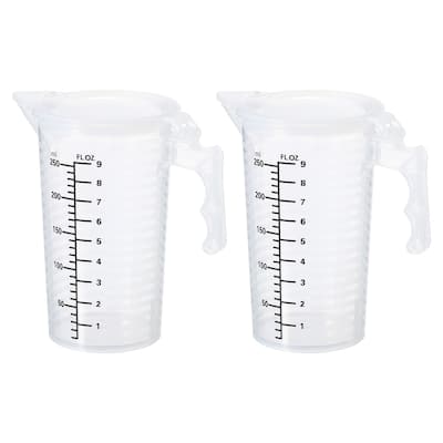 Graduated Beaker, 2 Pack 250ml PP Plastic Cup Double Sided Black Graduations - Transparent