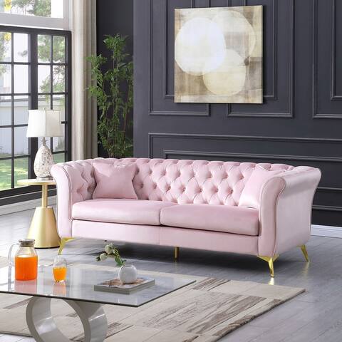 Pink 3 seater Velvet Modern Sofa Loveseat