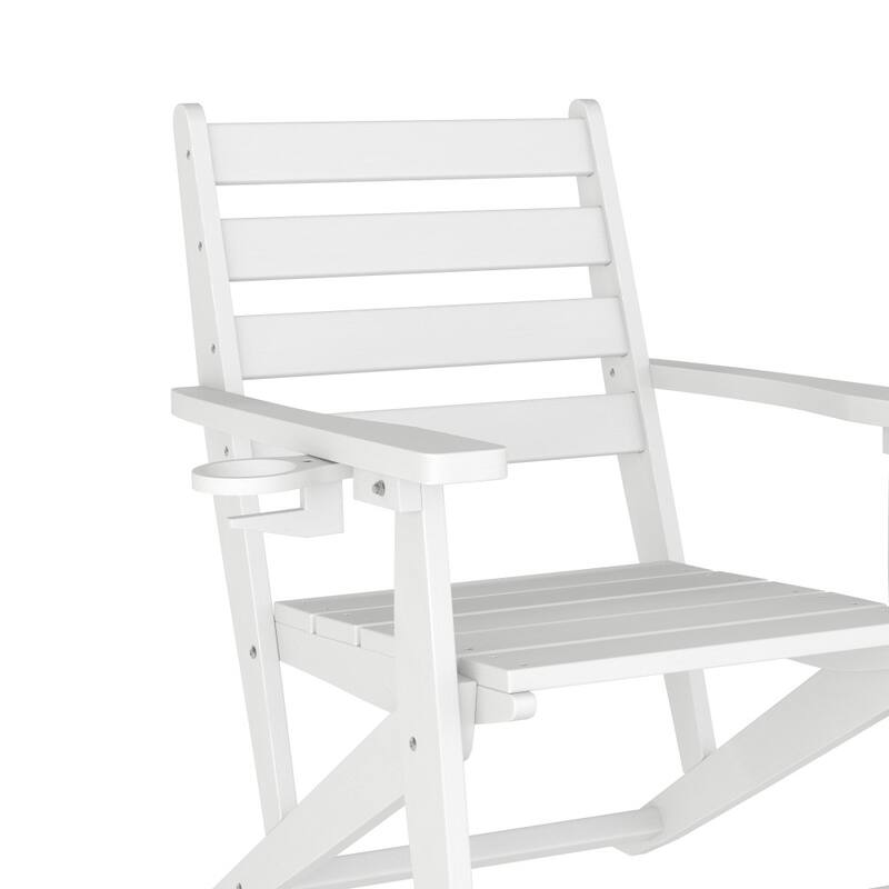 All-Weather Commercial Adirondack Dining Chair with Fold Out Cupholder