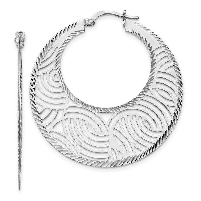 Curata 925 Sterling Silver 39x37.93mm Cut out Flat Large Hoop Earrings