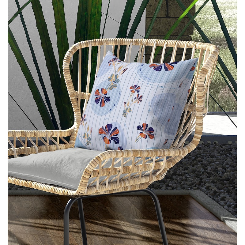 Circular Garden Indoor/Outdoor Reversible Throw Pillow Light and Blue