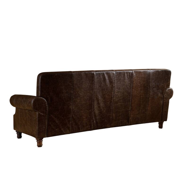 English Rolled Arm Sofa - Leather