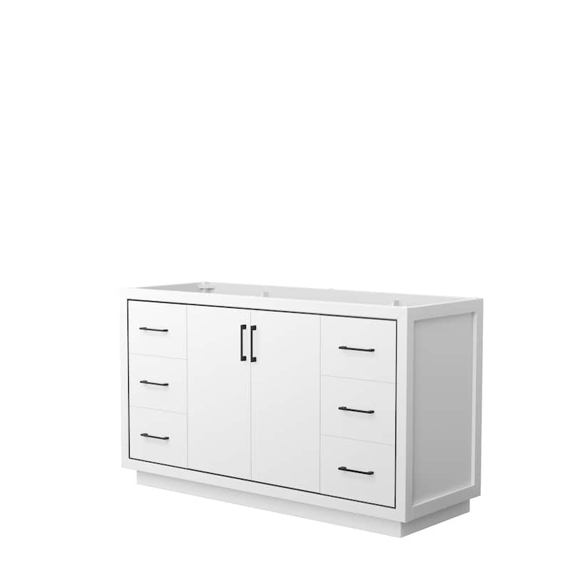 Icon Single Bathroom Vanity Cabinet, No Mirror - 60-Inch Single - White, Matte Black Trim, No Top