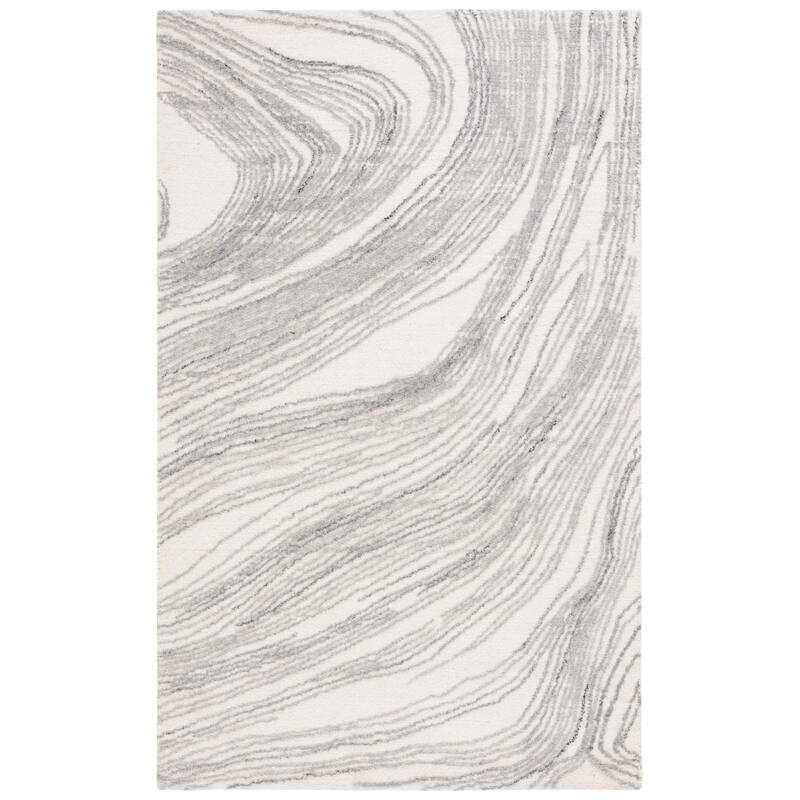 SAFAVIEH Handmade Ebony Diep Modern & Contemporary Wool Rug - 6' Square - Ivory/Grey