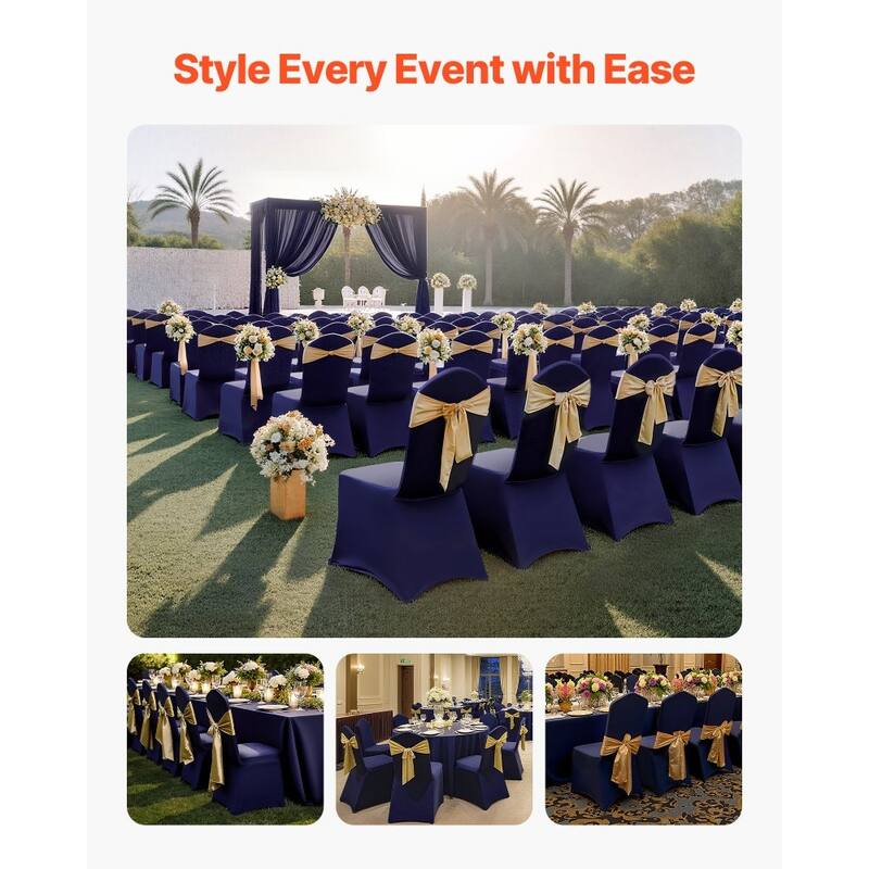 50-Pack Polyester Spandex Stretch Chair Covers Wrinkle Resistant and Elastic Fit for Dining Chairs - 20.08” x 17.72” x 37.4”