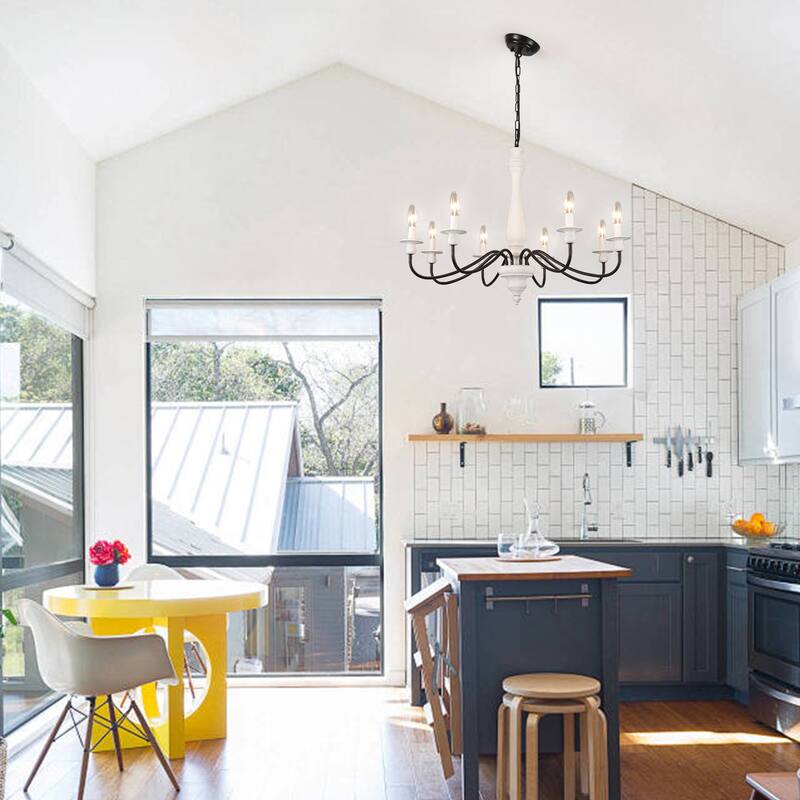 6-Light Candlestick Hanging Ceiling Light Fixture Linear Chandelier Lighting for Dining Room Kitchen Island
