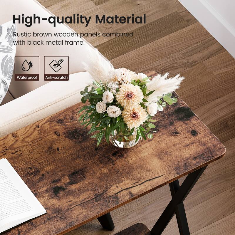 Sofa Tables Narrow Entryway Table with Storage Shelf and Metal Frame