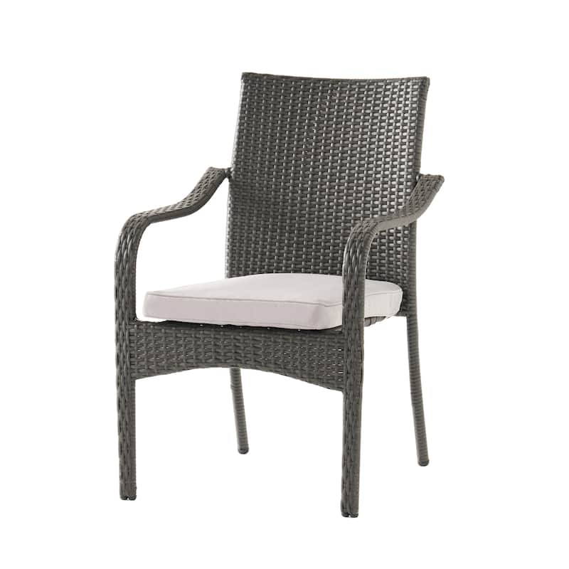 Outdoor PE Rattan Stacking Chair with Iron Frame(Set of 4), Grey