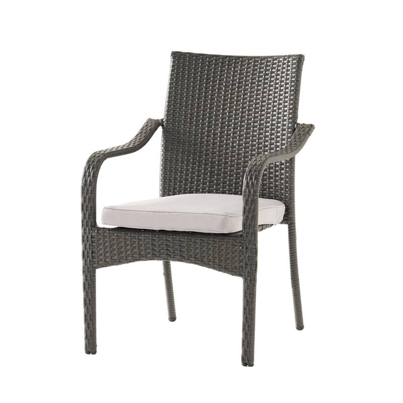Outdoor PE Rattan Stacking Chair with Iron Frame(Set of 4)