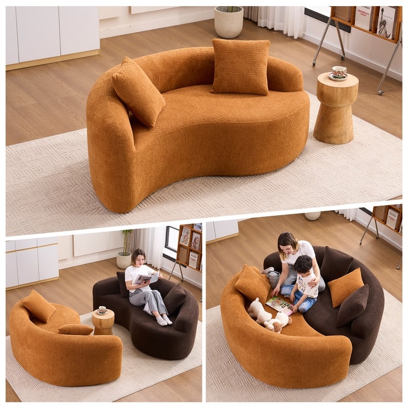 Single S-Curved Chenille Sofa Chair, No Assembly