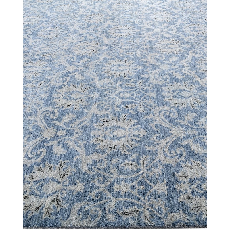 Ikat One-of-a-Kind Hand-Knotted Area Rug - Gray, 9' 1" x 11' 10" - 9' 1" x 11' 10"