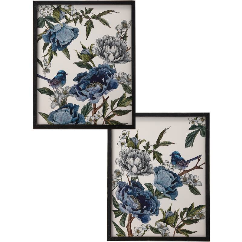 Mdf Bird And Peonies 19 X 23.5" Set of 2 - 23.5