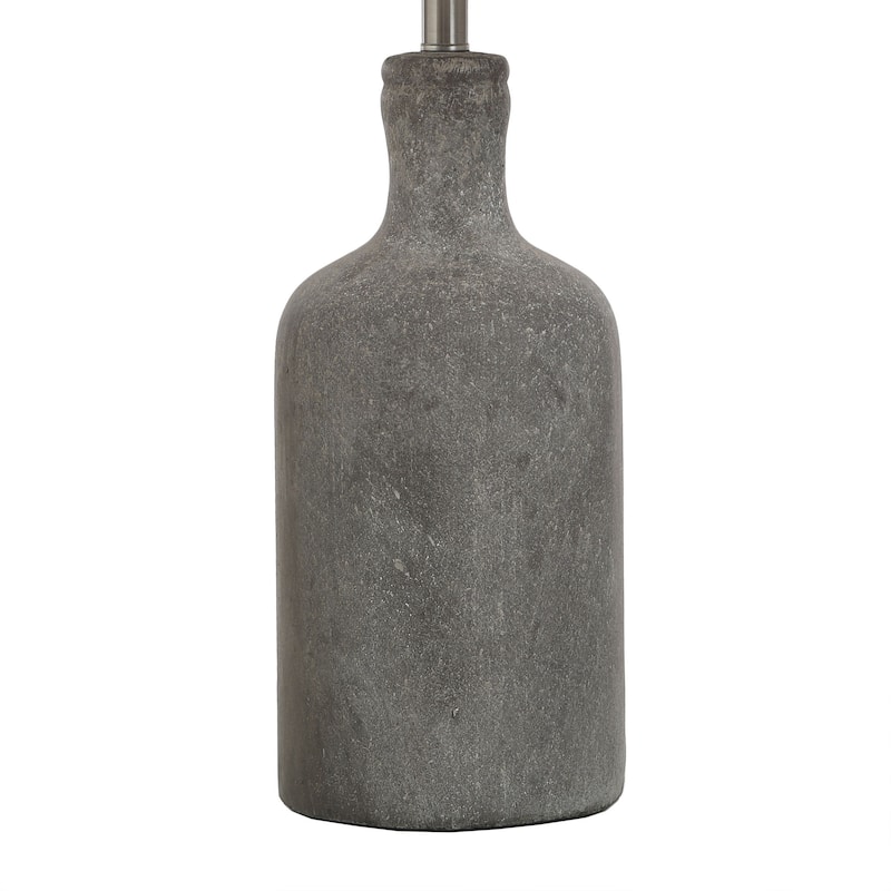 StyleCraft Olney Textured Concrete Table Lamp with Off-White Linen Drum Shade