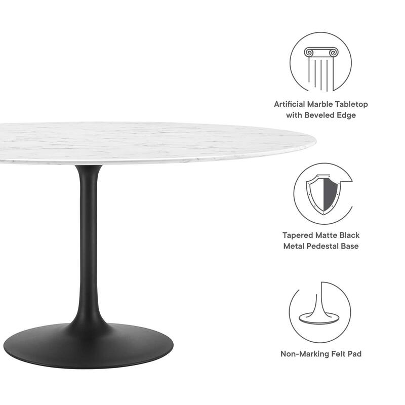 60" Round Artificial Marble Dining Table
