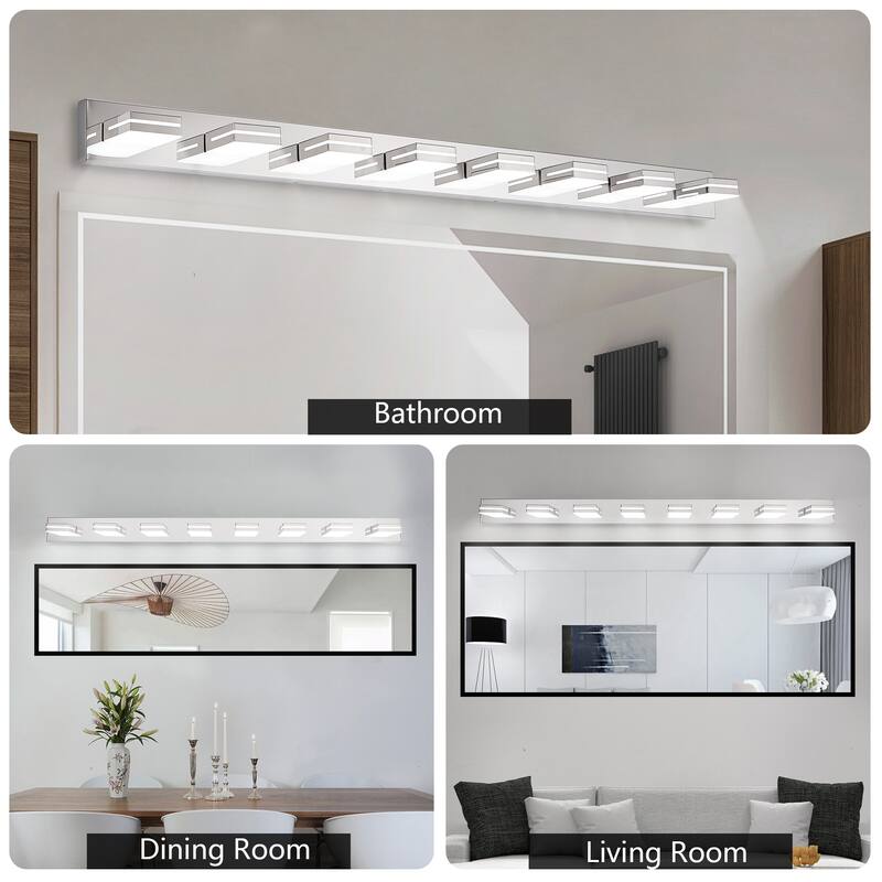 Modern LED Vanity Light, 8-Lights Wall Sconce for Bathroom and Mirror, Sleek Minimalist Design, Energy-Efficient