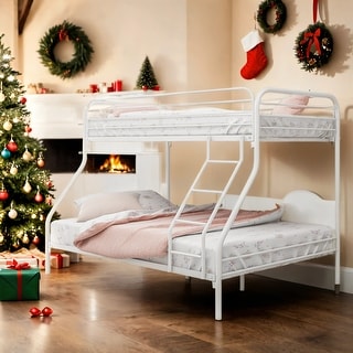 Heavy Duty Metal Twin-Over-Full Bunk Bed with Enhanced Upper-Level Guardrail