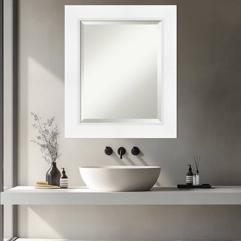 Sloped Beveled Framed Bathroom Vanity Wall Mirror