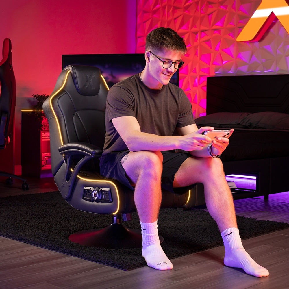 CXR3 LED Audio Pedestal Gaming Chair with Subwoofer Neo Fiber