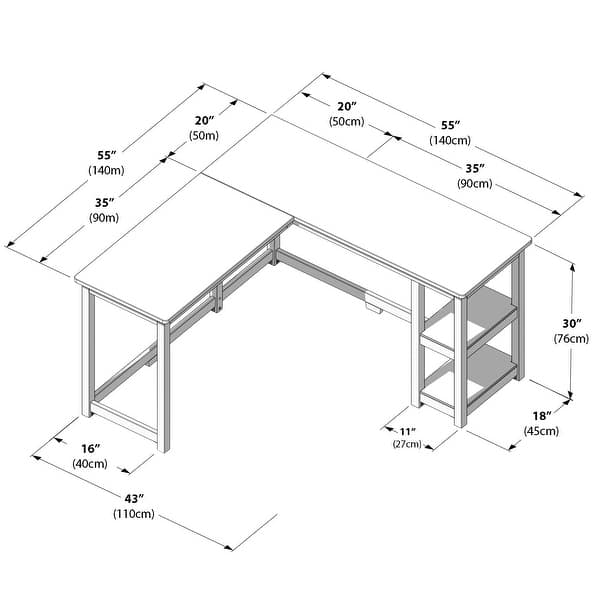 dimension image slide 1 of 5, Max and Lily Corner Desk w/ Shelves