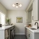 preview thumbnail 18 of 20, 6-Light Brass Semi-Flush Mount Ceiling Light with Opal Glass Shades - 24.2-in W x 9.05-in H