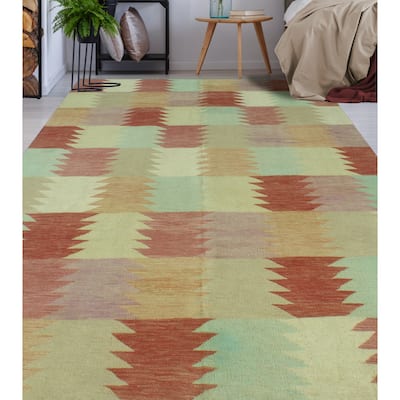 Sun Faded Flatweave Bashshar Red/Beige Rug - 6'5" x 9'9"