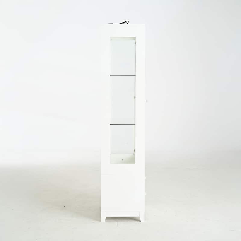 71IN Tall Display Cabinet with Single Upholstered Glass Door