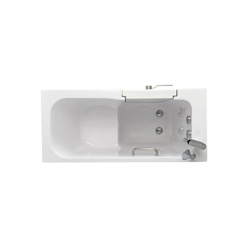 Ella Lounger 27"x60" Acrylic Hydro Massage Walk-In Bathtub with Outward Swing Door, 2 Piece Fast Fill Faucet, 2" Dual Drain