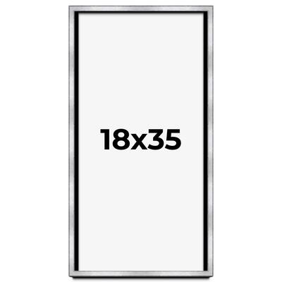 18x35 Shadow Box Frame Silver | 1.375 Inches Deep Real Wood