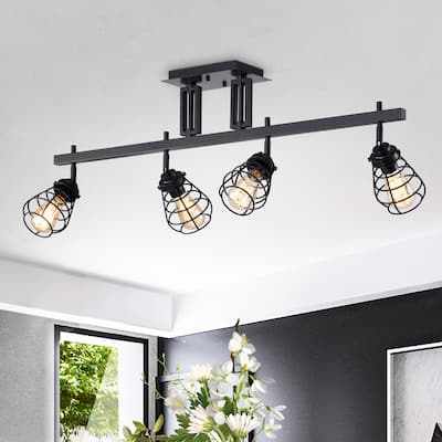 Zefina Matte Black 4-light Track Light