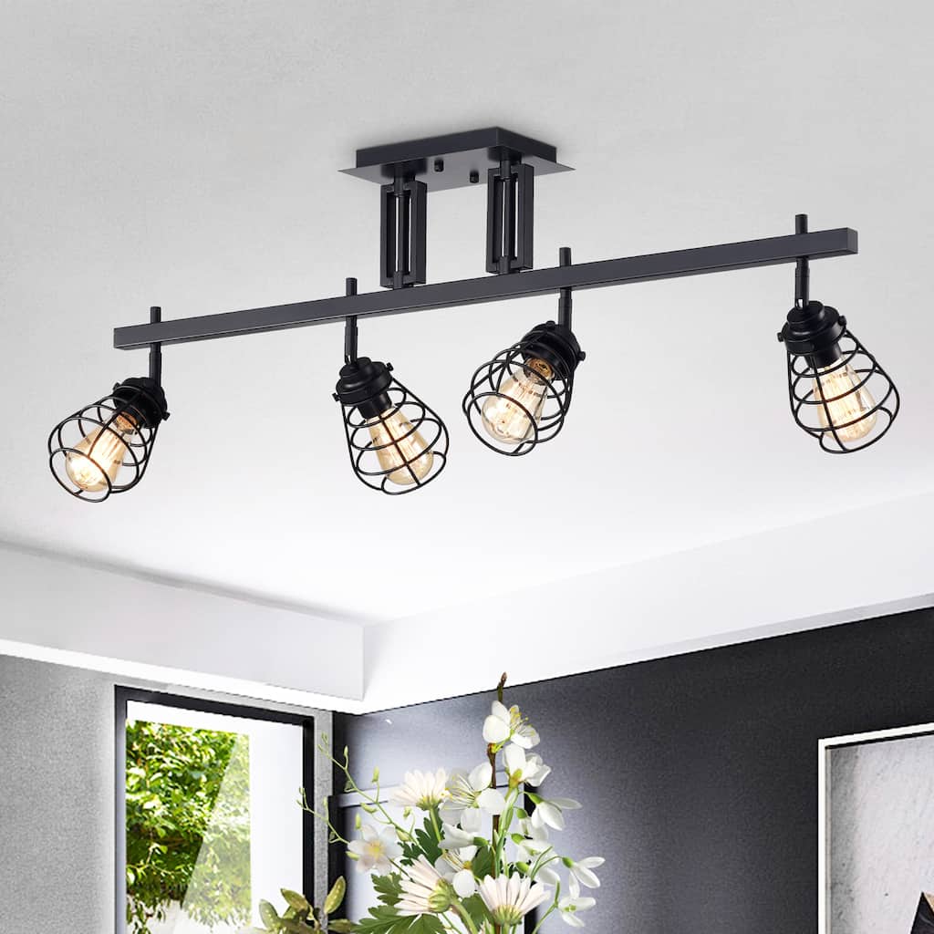 Zefina Matte Black 4-light Track Light