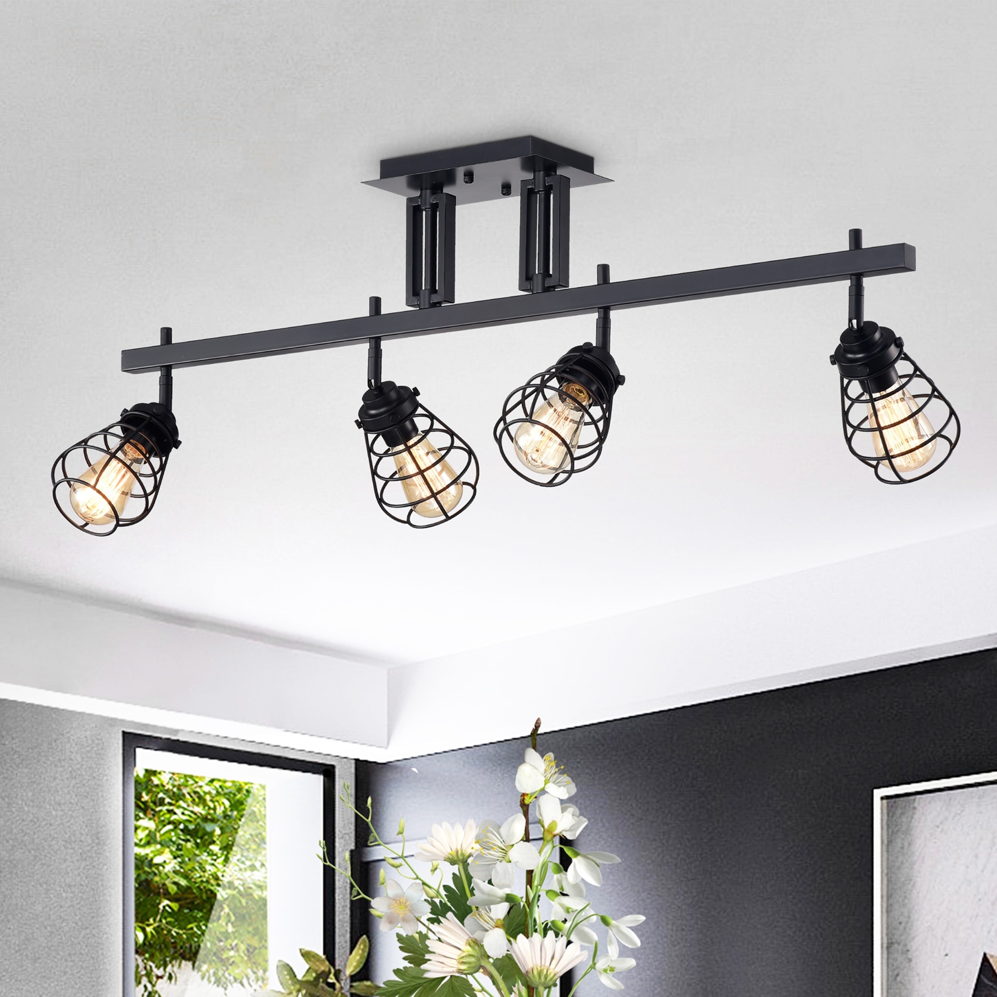 Warehouse of Tiffany Zefina Matte Black 4-light Track Light