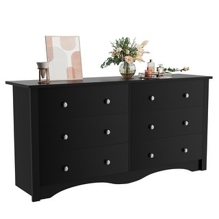 Farmhouse 6 Drawers Dresser Chests For Bedroom Wood Rustic Wide Chset Storage Dressers Organizer Living Room Hallway Light Oak