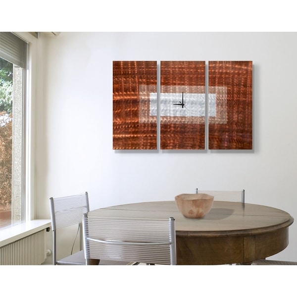 Statements2000 Large Metal Wall Clock Art Copper Silver Decor by Jon Allen - Copper Sequence