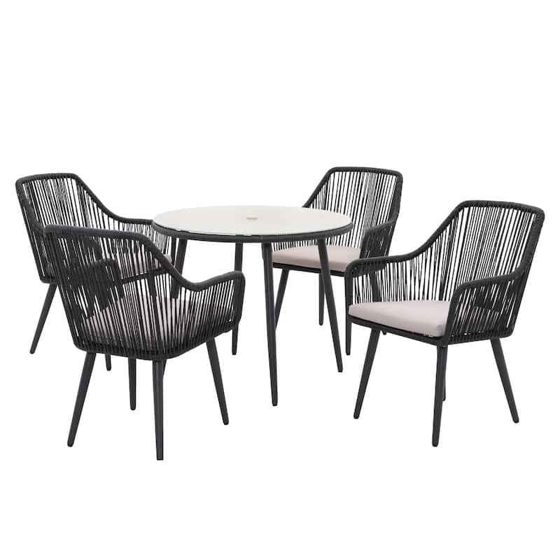 5-Piece Outdoor Patio Wicker Dining Set