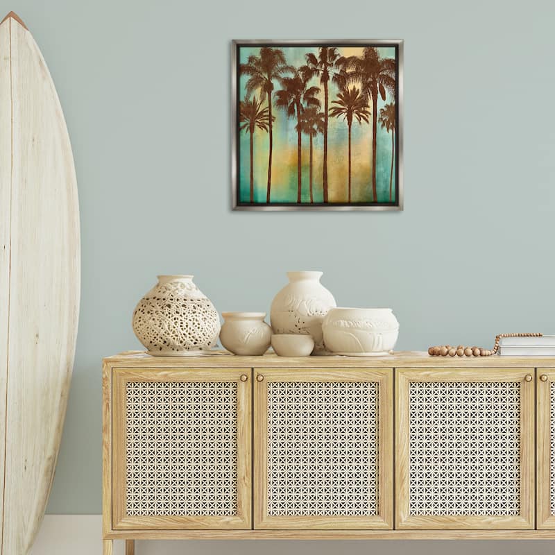 Stupell Looming Palms on Gradient Framed Floater Canvas Wall Art Design By John Seba